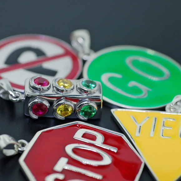 COPY - Handcrafted Sterling Silver & Rhodium - Two-Way Sign Pendant - Picture 4 of 4